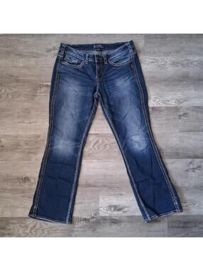 Silver Frances 18, Women's 36x29 Denim Big Stitch Mid-Rise Boot Cut Blue Jeans